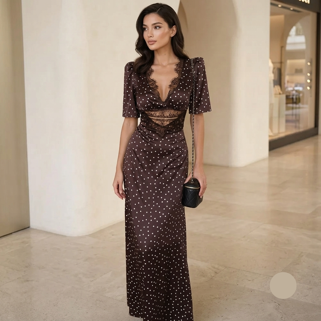 The Brown Polka Dot Maxi Dress