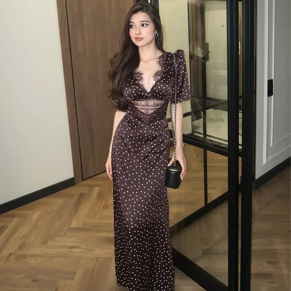 The Brown Polka Dot Maxi Dress