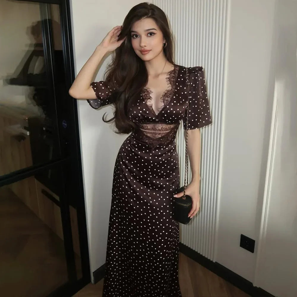 The Brown Polka Dot Maxi Dress